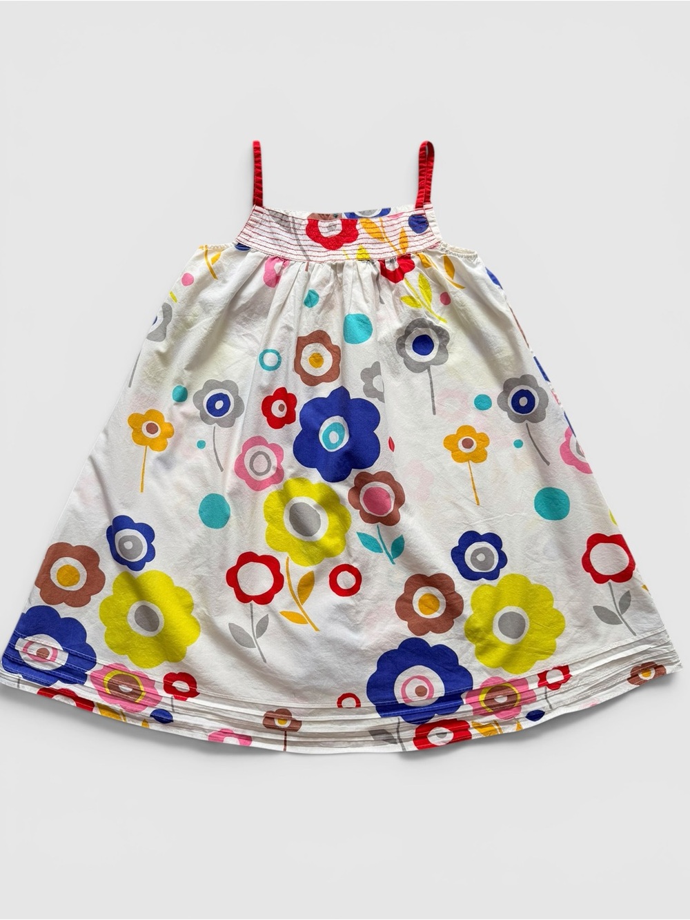 Mini Boden White Floral Sundress with Multicolor Flowers